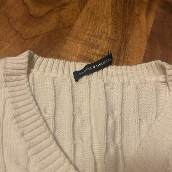 Brandy Melville Cream Cable Knit Sweater Vest - Picture 2 of 3